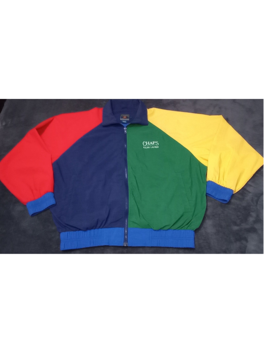 Vintage 90s Chaps Ralph Lauren Men's Large Nylon Windbreaker Jacket Colorblock - Picture 6 of 9